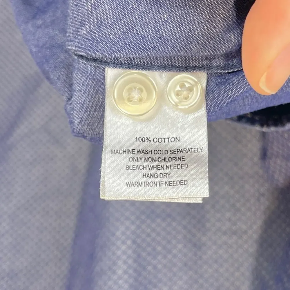 UNTUCKIT Patterned Button Front Long Sleeve Shirt Cotton Blue Size M